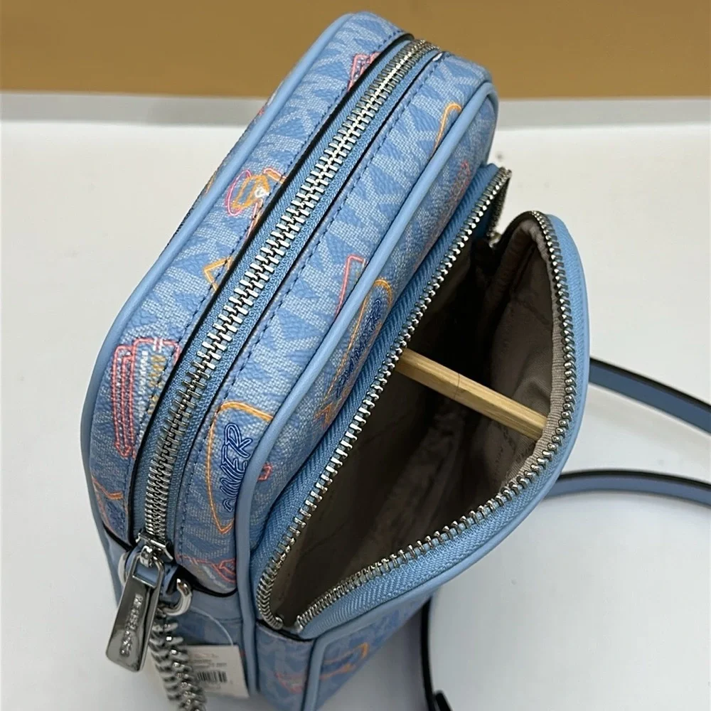 MICHAEL KORS Jet Set Medium Printed Signature Logo Crossbody NS CHAIN XBODY Bag
